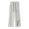 Pantalones de Seda de Hielo de Verano para Hombre, Nuevo Estilo Chino Tendencia Nacional Bordado Juvenil Recto Casual, Pantalones Deportivos para Hombre