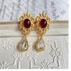"Princesa Sisi" Brincos Pingente Vintage Meio Antigo Banhados a Ouro Esmaltados Marcação Estilo Retro da Corte
