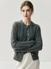 Cardigan de Cáñamo con Botones de Perla y Cachemira para Mujer, Suéter Grueso de Punto con Cuello Redondo para Otoño e Invierno, Chaqueta de Punto Corta
