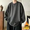 Atacado de Fábrica Moletom de Lã com Manga Longa Masculino, Novo Estilo Outono, Versátil Cor Sólida para Uso Externo Gola Redonda, Peça Única Masculina Dropshipping