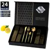 Set de Cubiertos de Acero Inoxidable Más Vendido en Amazon Transfronterizo, Set de 24 Piezas de Cuchillo, Tenedor y Cuchara, Set de Cuatro Piezas Portugués Caja de Regalo