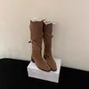 Botas de ciclismo retro de estilo coreano para mujer, de punta cuadrada, tacón grueso y caña alta, nuevo estilo otoño e invierno 2026, botas altas hasta la rodilla adelgazantes