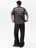 Camiseta Casual Versátil Nanxia Estilo Americano Tecido Confortável Respirável Simples Manga Curta Estampa de Letras Caimento Solto