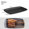 Plato especial para tienda de barbacoa rectangular melamina vajilla de plástico negro comercial kebab de ostra brochetas fritas plato creativo