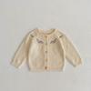 Colección Otoño 2026 Cardigan de Punto con Bordado de Hilo de Algodón de Manga Larga Versátil para Niñas Bebés y Niñas Pequeñas de 0 a 3 Años