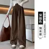 Calça de Alfaiataria Feminina para Outono e Inverno 2026 Novo Estilo para Mulheres Baixas, Calça de Veludo Cotelê Preta com Forro de Lã, Espessada, Solta, Reta, de Perna Larga
