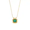 Colar de Joias Retro da Moda Europeu e Americano para Mulheres Aço Inoxidável Banhado a Ouro 18K Pingente Simples de Cadeado com Zircônia
