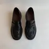 Couro de Vaca~Mocassins de Couro Genuíno Femininos 2026 Primavera/Outono Salto Grosso Sapatos de Uma Sola Estilo Britânico Solado Grosso Slip-ons Uniforme JK Sapatos Pequenos de Couro