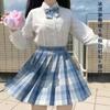 Jk Vestido Uniforme Genuíno Outono e Inverno Manga Comprida Vestido Xadrez Conjunto Completo Japonês Estilo Universitário Saia Plissada da Menina