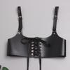 Cinto de Couro Sling Feminino Cinta de Colete de Restrição Corporal Alça de Ombro Preto Sling Bow Feminino
