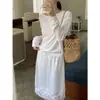 Agora Nova Coleção Primavera/Verão 2026 Estilo Coreano Dongdaemun Elegante Francês Patchwork Renda Saia Midi