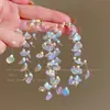 Pendientes de Borla de Flor de Tela del Jardín de Monet Temperamento Súper Hada Más Fáciles de Combinar Pendientes Moda de Nicho Pendientes de Alta Gama para Mujer