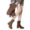 Botas finas com salto médio-alto, projetadas para fazer as pernas parecerem mais longas e finas, adequadas para mulheres baixinhas, versáteis para uso casual e formal, botas de cano alto para outono e inverno com efeito de alongamento das pernas