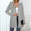 Tiktok Amazon Exportación Transfronteriza Otoño e Invierno Talla Grande Color Sólido Chaqueta con Capucha Engrosada Botones de un Solo Botón Top para Mujer