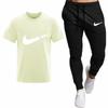 Nueva Camiseta de Hombre Transfronteriza Traje de Pantalón Deportivo Camiseta Casual de Moda para Hombre Estampada Transpirable de Manga Corta Pantalones 2025