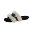Pantuflas de Algodón Rizado Estilo Coreano para Mujer 2026 Otoño/Invierno Nuevo Estilo Diseño de Hebilla Pantuflas Casuales Fáciles de Poner Zapatos Peludos