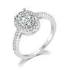 Anillo de Compromiso de Moda Clásico Europeo y Americano Huevo de Paloma para Mujer, Anillo Simple de Diamante de Circonita Micropavimentado, Joyería Popular de Comercio Electrónico Transfronterizo