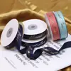 Cinta acanalada con estampado dorado de 2.5 cm con Cesta de Flores, Cinta Decorativa para Caja de Regalo de Botella de Perfume, Cinta de Lazo para Botella de Vino de Regalo, Cinta Colorida, Cinta de Seda