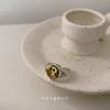 Anillo de Dedo Índice Abierto de Plata Esterlina S925 con Carita Sonriente Separada por Colores para Mujer, Expresión Dulce Ins, Anillo de Diseño Personalizado