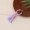 Llavero de Nudo de Diamante con Borla Corta Anillo Tejido a Mano Hebilla Colgante para Bolso Broche Colgante