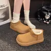 Botines Retro de Suela Gruesa para Mujer 2026 Nueva Llegada de Invierno Felpa Cálida Peludos Zapatos Birkenstock Cuero y Piel Integrados Botas de Nieve