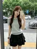 Camiseta de Punto de Seda Helada Estilo Coreano de Manga Corta para Mujer, Estilo Delgado de Verano, Hombro Normal, Tacto de Alta Gama, Top Holgado con Cuello Polo para Mujer