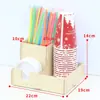 Portavasos Desechable Portavasos de Papel Portavasos para Tienda de Té de Leche Estante de Almacenamiento de Escritorio Colocación de Vasos Shihai Sin Madera