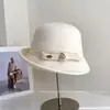 Chapéu de Pescador Fashion com Laço Simples para Mulheres, Chapéu de Feltro de Lã Australiana de Inverno, Tendência de Chapéu Bucket Estilo Retrô Casual