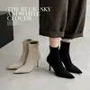 Botas de Cano Curto Estilosas Estilo Coreano para Mulheres, Bico Fino Apontado, Salto Alto Agulha, Cano Estreito Elástico, 34-42