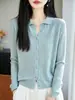Camisa de punto fino de lana para mujer, holgada de manga larga, diseño único de rayas irregulares, top simple y favorecedor de manga larga