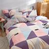 Set de cuatro piezas de algodón lijado grueso estilo Ins Algodón fresco Agradable para la piel Desnudo Sábana para dormir Funda de edredón Juego de tres piezas Ropa de cama