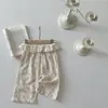 Calça de Renda Floral de Cintura Larga para Bebê INS Primavera e Verão Calça Mais Solta com Renda nos Pés para Menina