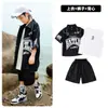 Moda Hip-hop Infantil Roupas da Moda Meninos Camiseta de Manga Curta Roupas de Performance Conjunto hiphop Meninas Bateria Cool Bonito Roupas de Performance