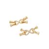 Chapado en Cobre Oro Verdadero de 18K Micro Hebilla de Perla de 8 Caracteres Hebilla de Conexión de Pulsera DIY Hecha a Mano Doble Fila Engaste de Platino
