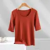 Camiseta de verano de alta gama, elegante, estilo coreano, de cinco mangas, cuello redondo, nueva, para mujer, top casual y cómodo
