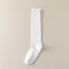 Meias de Lã Listradas para Panturrilha Feminina, Meias Grossas Quentes de Cano Alto, Meias de Cor Pura para Inverno, Meias 3/4 com Botas