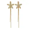 Pendientes de Pétalo de Diamante Personalizados de Aguja Plateada, Pendientes de Borla Larga de Lujo Accesible, Pendientes de Moda de Nicho de Alta Gama para Mujer