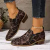 Nuevos Zapatos Slip-On de Comercio Exterior Talla Grande 2025 con Estampado de Leopardo, Boca Baja, Tacón Bajo, Punta Fina, Tacón Grueso, Zapatos de Moda para Mujer