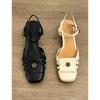 Sandalias Francesas de Punta Descubierta para Mujer Primavera y Verano Nuevo Estilo con Tacón Grueso Cómodas Zapatos Romanos a la Moda