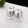 Acero inoxidable 304 Tarro para condimentos Cocina juego combinado con tapa de acero inoxidable suministros de almacenamiento caja de condimentos caja de condimentos