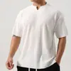 Cuello en V cuello redondo manga corta talla grande para hombre suelto a rayas exterior fitness ocio deportes correr hombro manga corta camiseta estilo coreano