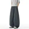 Pantalones de chándal grises avena con dobladillo curvo para hombre, pantalones de otoño fluidos de pierna ancha, pantalones casuales relajados de pierna recta