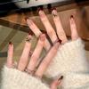 Uñas Portátiles de Lujo para Primavera y Verano para Jóvenes Ricas, con Brillantes Diamantes y Calcomanías de Uñas Portátiles Aurora Café Claro, Arte de Uñas Terminado