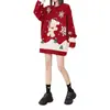 Outono Inverno Transfronteiriço Novo Estilo Tema de Natal Suéter de Caxemira Feminino Gola Redonda Malha Versátil Estilo Preguiçoso Pulôver Camada Base