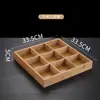 Plato Creativo de Nueve Compartimentos para Restaurantes Comerciales de Hot Pot y Restaurantes de Barbacoa, Plato de Carne y Verduras, Bandeja de Caja de Madera de Bambú, Plato Dividido