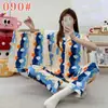 Pijama lindo de cachorro de manga larga para mujer, primavera, otoño, verano, algodón nube de manga corta, pantalón largo, conjunto de tres piezas, ropa de casa de dibujos animados