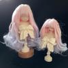 3 pontos BJD Ye Luoli Boneca Rosa Azul Gradiente Trança Cabelo Cacheado Peruca Hanfu Simulação Antiga Couro Cabeludo Conjunto de Cabelo Cacheado Longo