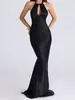 Elegante Vestido Sexy Estilo Socialité Cintura Delgada Cuello Halter Espalda Descubierta Ropa Nueva de Mujer Otoño 2025 Exportación