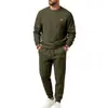 Conjunto esportivo casual de malha jacquard texturizada waffle liso para outono e inverno, masculino, europeu e americano, a pronta entrega