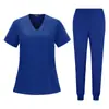 Novas Roupas de Trabalho de Manga Curta Temu Estilo Europeu e Americano 95% Poliéster 5% Elastano Elástico Secagem Rápida Uniformes para Enfermeiros e Equipe Médica